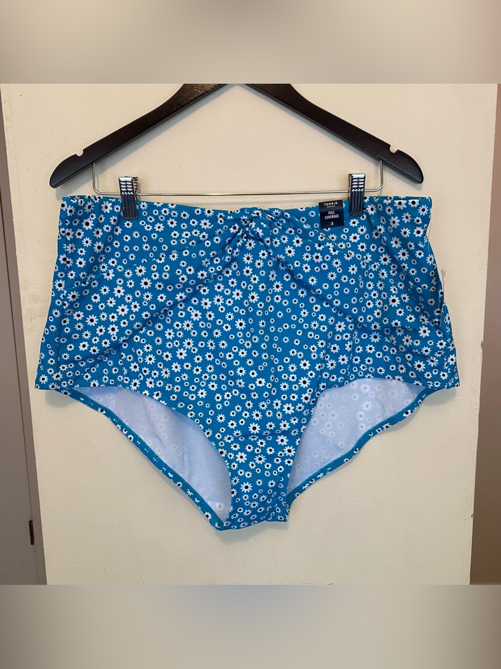 NWT Torrid High-Rise Knot Front Swim Bottom Blue Ditsy Floral Womens Plus 3 3X